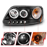 ANZO 1997-2003 Ford F-150 Projector Headlights w/ Halo Black (CCFL) 