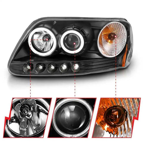ANZO 1997-2003 Ford F-150 Projector Headlights w/ Halo Black (CCFL) 