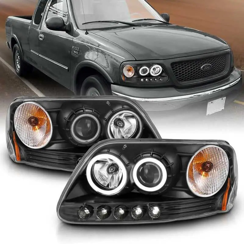 ANZO 1997-2003 Ford F-150 Projector Headlights w/ Halo Black (CCFL) 