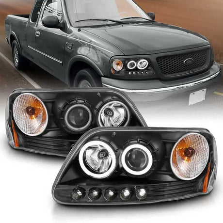 ANZO 1997-2003 Ford F-150 Projector Headlights w/ Halo Black (CCFL) 