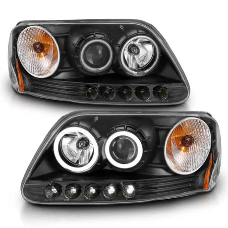 ANZO 1997-2003 Ford F-150 Projector Headlights w/ Halo Black (CCFL) 