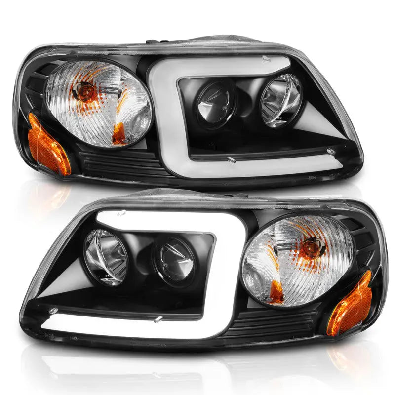 ANZO 111503 ANZO 1997-2003 Ford F-150 Projector Headlights w/ Light Bar Black Housing