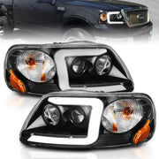 ANZO 111503 ANZO 1997-2003 Ford F-150 Projector Headlights w/ Light Bar Black Housing