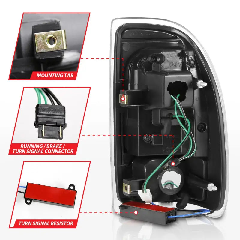 Automotive tail light assembly with wiring for Dodge Dakota LED taillights black housing