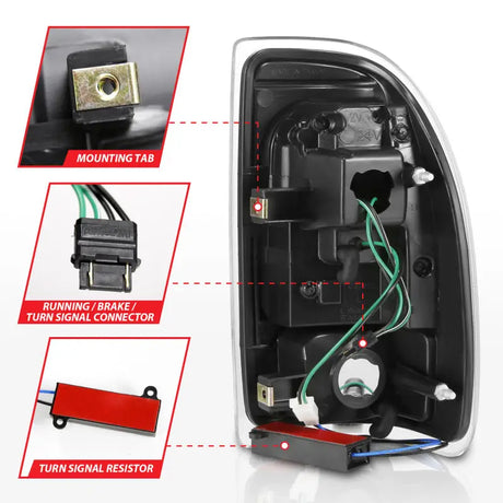 Automotive tail light assembly with wiring for Dodge Dakota LED taillights black housing