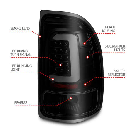 ANZO 1997-2004 Dodge Dakota LED Taillights Black Housing Smoke Lens Pair - 311348