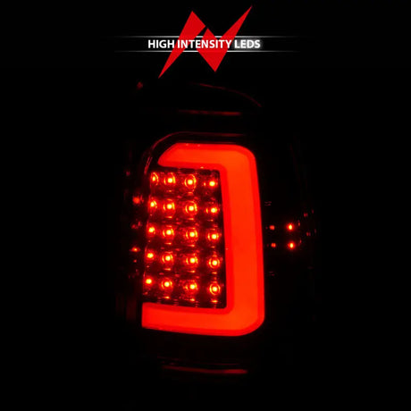 Red LED tail light with high-intensity lights on black housing for Dodge Dakota
