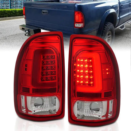 2019 Ford F-350 Super Duty tail lights paired with Dodge Dakota LED taillights in chrome