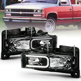 Pair of black aftermarket crystal headlights for Cadillac Escalade crystal headlights upgrade