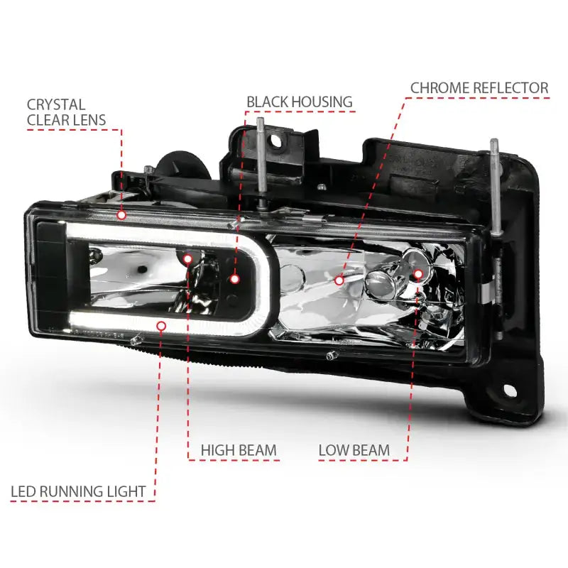 Automotive headlight assembly for Cadillac Escalade crystal headlights replacement
