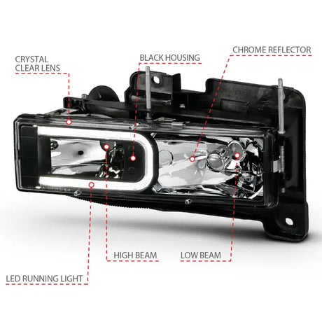 Automotive headlight assembly for Cadillac Escalade crystal headlights replacement