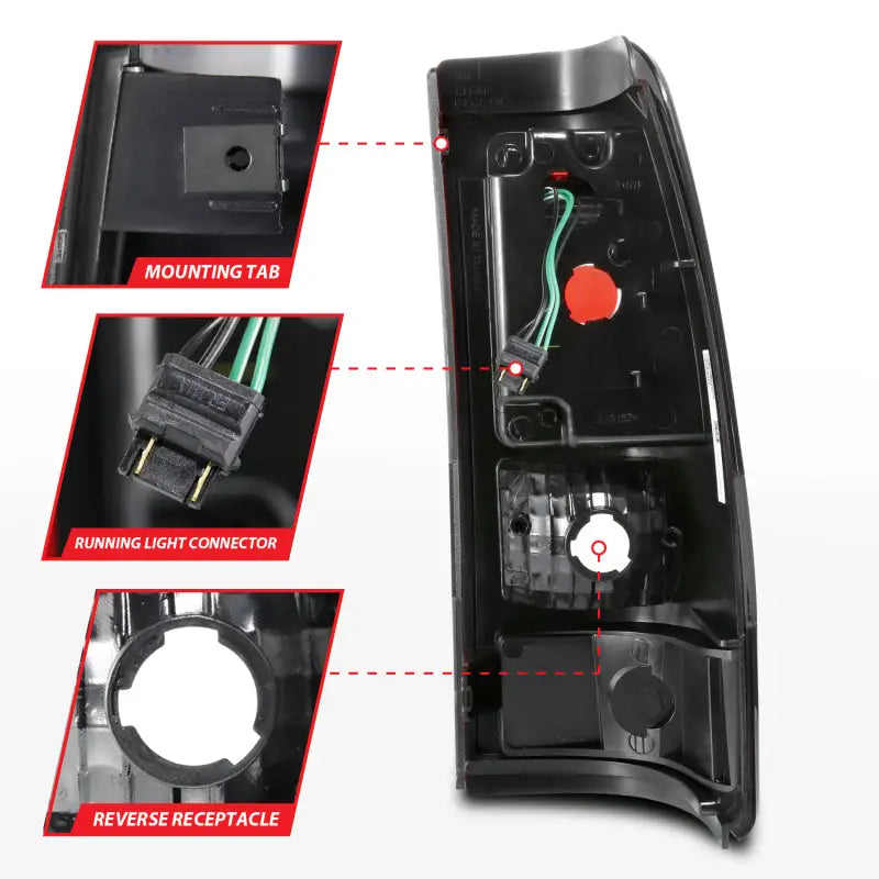 Black tail light assembly for Chevy Silverado LED taillights in plank style with smoke lens