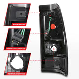 Black tail light assembly for Chevy Silverado LED taillights in plank style with smoke lens