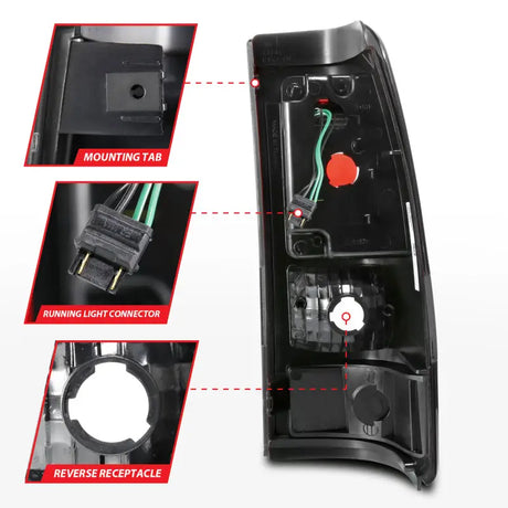 Black tail light assembly for Chevy Silverado LED taillights in plank style with smoke lens