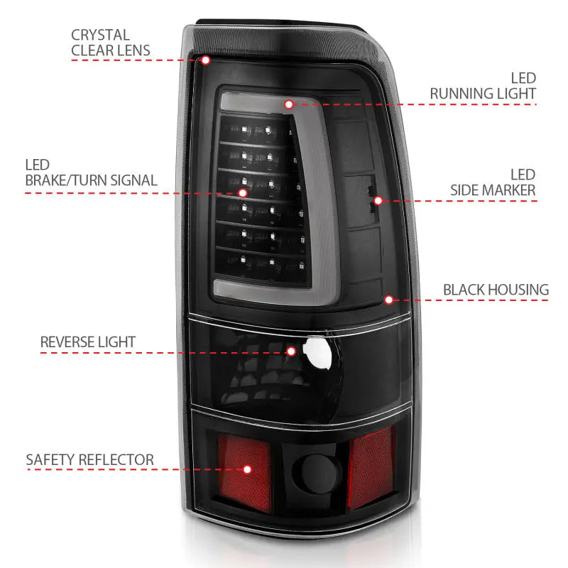 ANZO 311330 ANZO 1999-2002 Chevy Silverado 1500 LED Taillights Plank Style Black w/Clear Lens