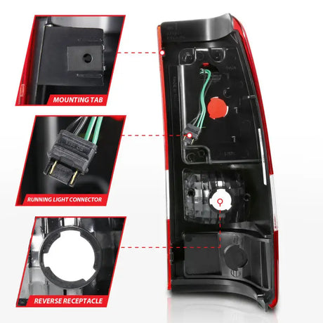 Automotive tail light assembly for Chevy Silverado with LED taillights and red clear lens
