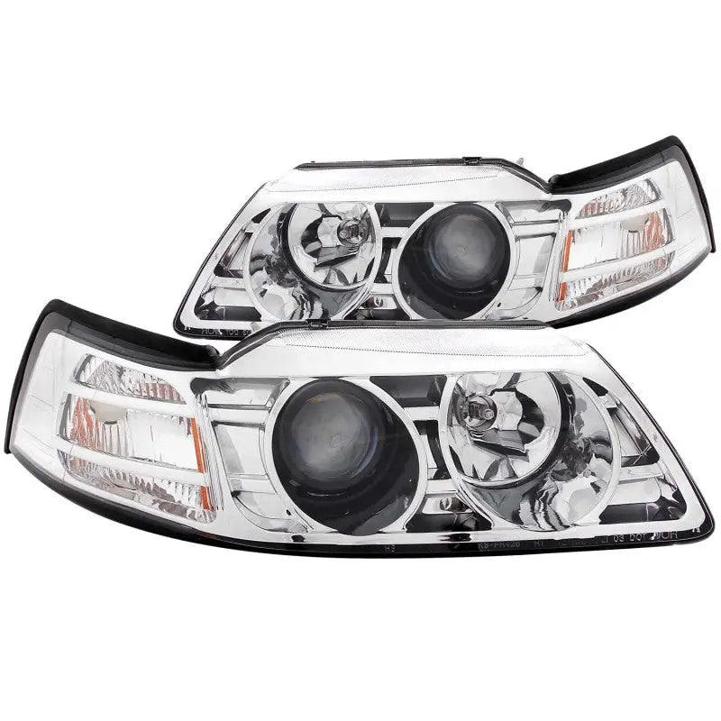 ANZO 1999-2004 Ford Mustang Projector Headlights Chrome - Truck & Automotive
