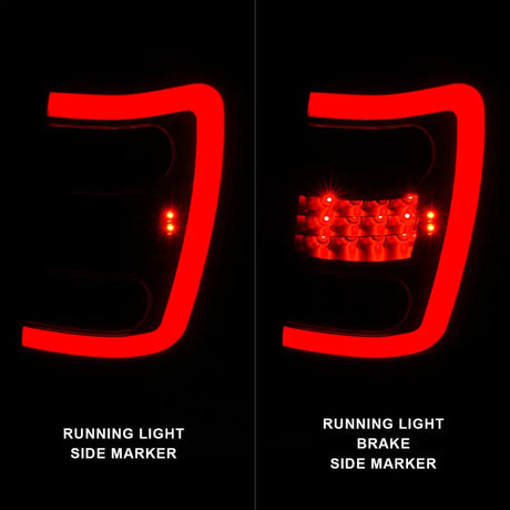 ANZO 1999-2004 Jeep Grand Cherokee LED Tail Lights w/ Light Bar Black Housing Smoke Lens - Truck & Automotive