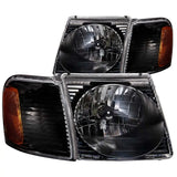 ANZO 2001-2005 Ford Explorer Crystal Headlights Black - Truck & Automotive
