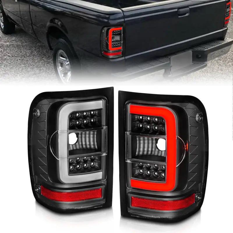 ANZO 311390 ANZO 2001-2011 Ford Ranger LED Tail Lights w/ Light Bar Black Housing Clear Lens