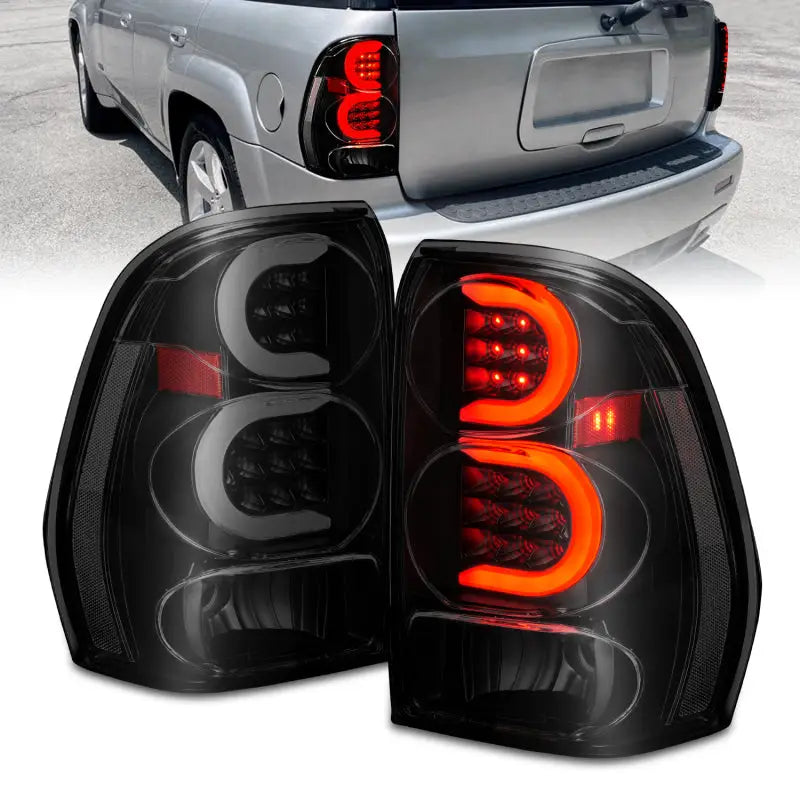 ANZO 311372 ANZO 2002-2009 Chevrolet Trailblazer LED Tail Lights w/ Light Bar Black Housing Smoke Lens