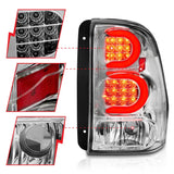 ANZO 2002-2009 Chevrolet Trailblazer LED Tail Lights w/ Light Bar Chrome Housing Clear Lens - Truck & Automotive
