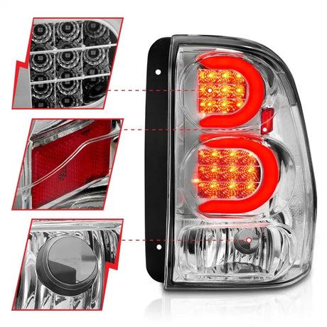 ANZO 2002-2009 Chevrolet Trailblazer LED Tail Lights w/ Light Bar Chrome Housing Clear Lens - Truck & Automotive