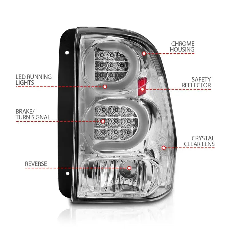 ANZO 2002-2009 Chevrolet Trailblazer LED Tail Lights w/ Light Bar Chrome Housing Clear Lens - Truck & Automotive