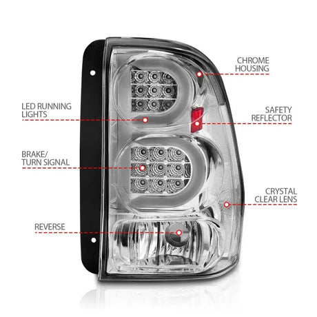 ANZO 2002-2009 Chevrolet Trailblazer LED Tail Lights w/ Light Bar Chrome Housing Clear Lens - Truck & Automotive