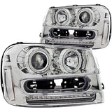 Chevrolet Trailblazer projector headlight set with chrome housing and LED daytime running lights