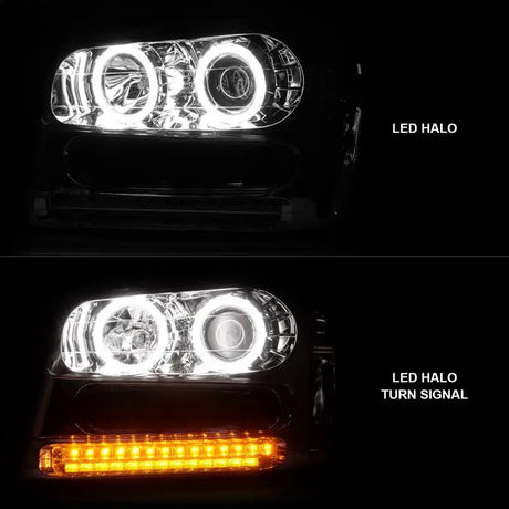 Chevrolet Trailblazer projector headlight set with LED halo and integrated LED turn signal
