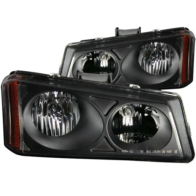 Black aftermarket crystal headlights for Chevrolet Silverado 1500, crystal headlights black style