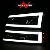 ANZO 2003-2006 Chevrolet Silverado 1500 Crystal Headlights w/ Light Bar Black Housing - Truck & Automotive