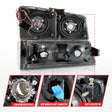ANZO 2003-2006 Chevrolet Silverado 1500 Crystal Headlights w/ Light Bar Black Housing - Truck & Automotive