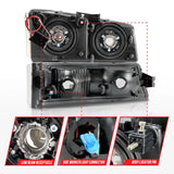 ANZO 2003-2006 Chevrolet Silverado 1500 Crystal Headlights w/ Light Bar Black Housing - Truck & Automotive