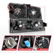 ANZO 2003-2006 Chevrolet Silverado 1500 Crystal Headlights w/ Light Bar Black Housing - Truck & Automotive