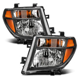 Black-framed Nissan Pathfinder crystal headlight with clear and amber lenses for 2005-2008
