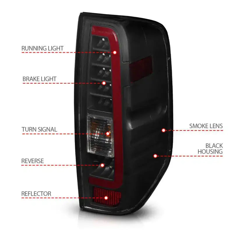 ANZO 2005-2021 Nissan Frontier LED Taillights Black Housing/Smoke Lens - Truck & Automotive