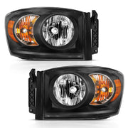 ANZO 2006-2009 Dodge Ram 1500 Crystal Headlight Black Amber - Truck & Automotive