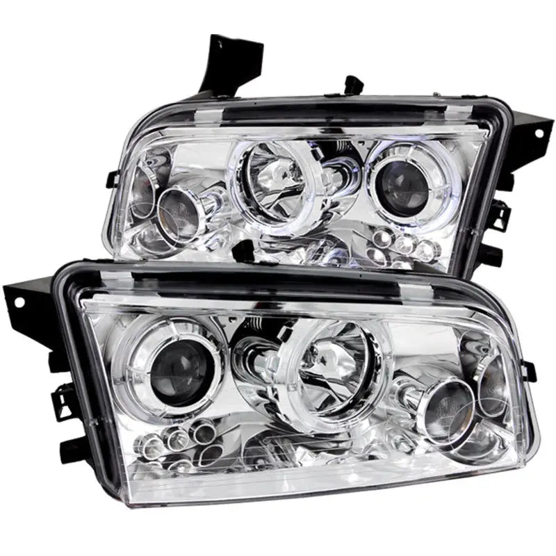 ANZO 2006-2010 Dodge Charger Projector Headlights w/ Halo Chrome - Truck & Automotive