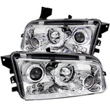ANZO 2006-2010 Dodge Charger Projector Headlights w/ Halo Chrome - Truck & Automotive