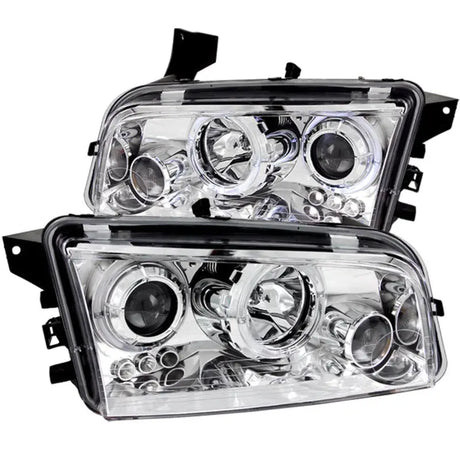 ANZO 2006-2010 Dodge Charger Projector Headlights w/ Halo Chrome - Truck & Automotive