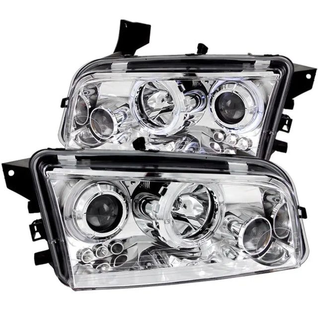 ANZO 2006-2010 Dodge Charger Projector Headlights w/ Halo Chrome - Truck & Automotive