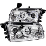 ANZO 2006-2010 Dodge Charger Projector Headlights w/ Halo Chrome - Truck & Automotive