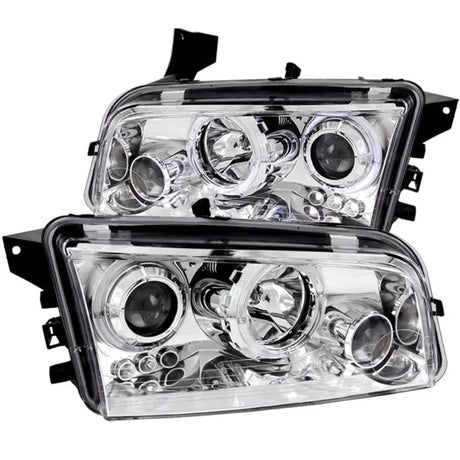 ANZO 2006-2010 Dodge Charger Projector Headlights w/ Halo Chrome - Truck & Automotive