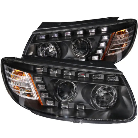 ANZO 2007-2007 Hyundai Santa Fe Projector Headlights w/ LED Black - Truck & Automotive