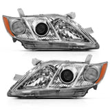 ANZO 2007-2009 Toyota Camry Projector Headlight Chrome Amber (OE Replacement) - Truck & Automotive