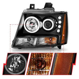 ANZO 2007-2013 Chevrolet Avalanche Projector Headlights w/ Halo Black (CCFL) 