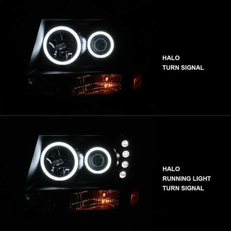 ANZO 2007-2013 Chevrolet Avalanche Projector Headlights w/ Halo Black (CCFL) 