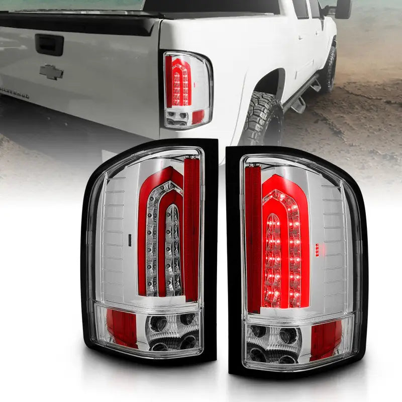ANZO 2007-2013 Chevrolet Silverado 1500 LED Taillights Chrome - Truck & Automotive